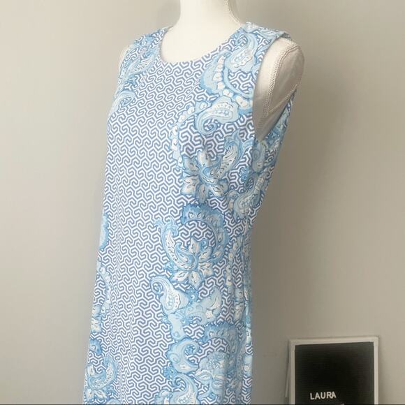 J McLaughlin blue floral shift dress sleeveless sundress size medium - Picture 5 of 8